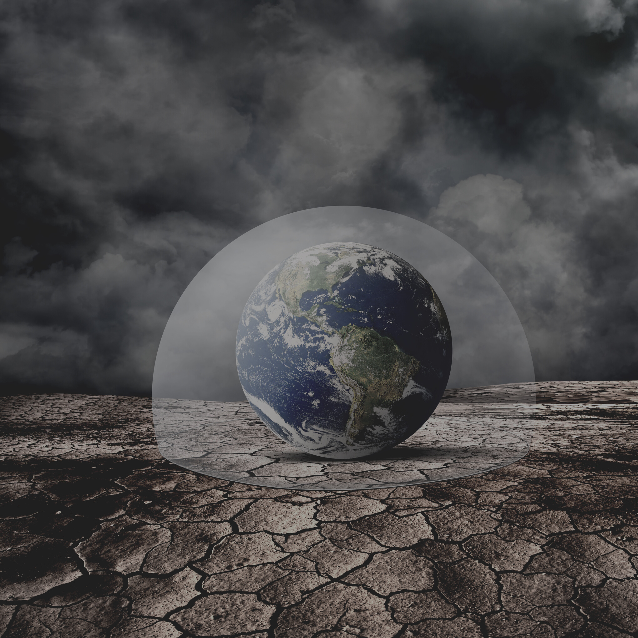 Conceptual climate change image of rescuing the world