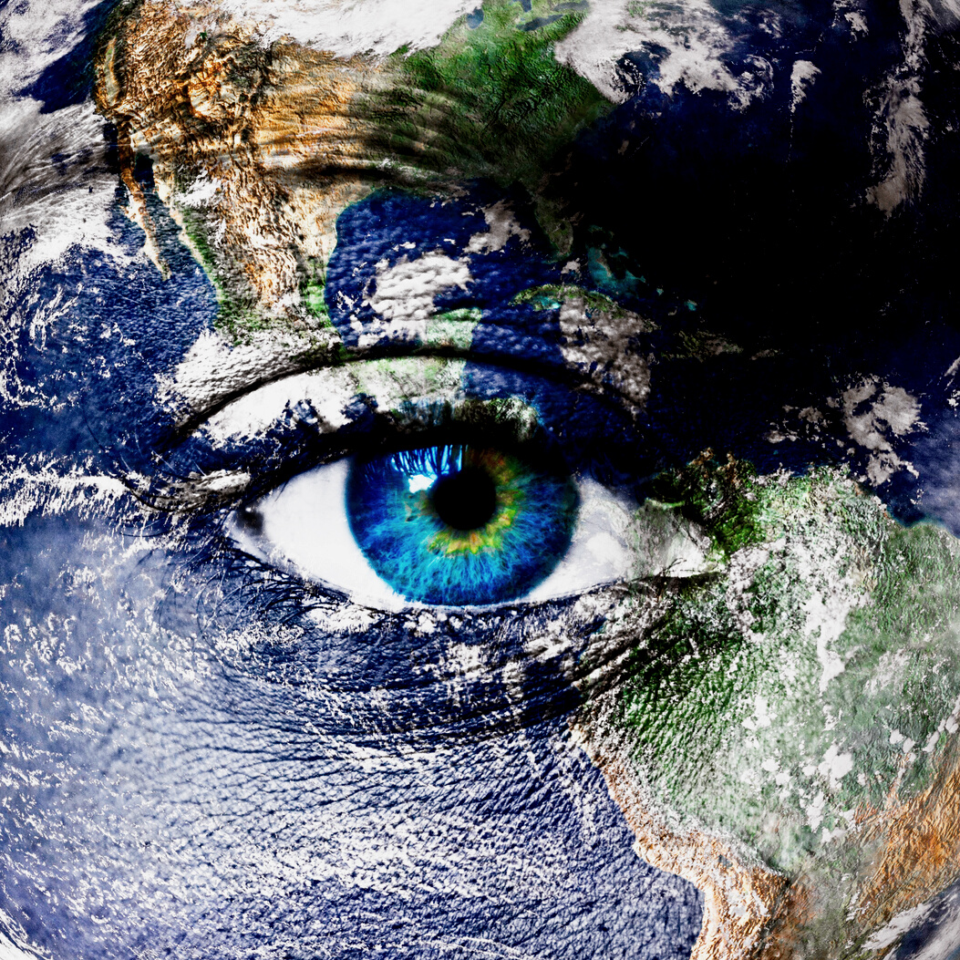 Planet earth and human eye